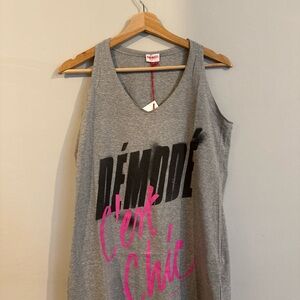FIORUCCI Grey Printed V Neck Tank Shirt-Size XS NWT-Original Price $165